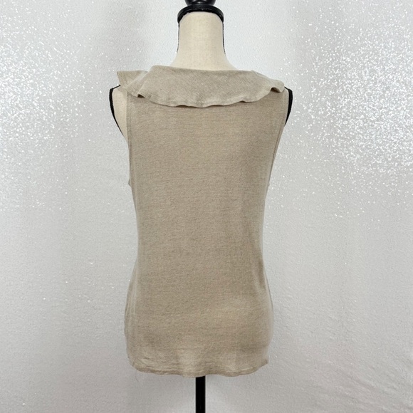 Yeohlee New York Beige Sleeveless Knit Top with Ruffle Neckline – Size S - Picture 8 of 10